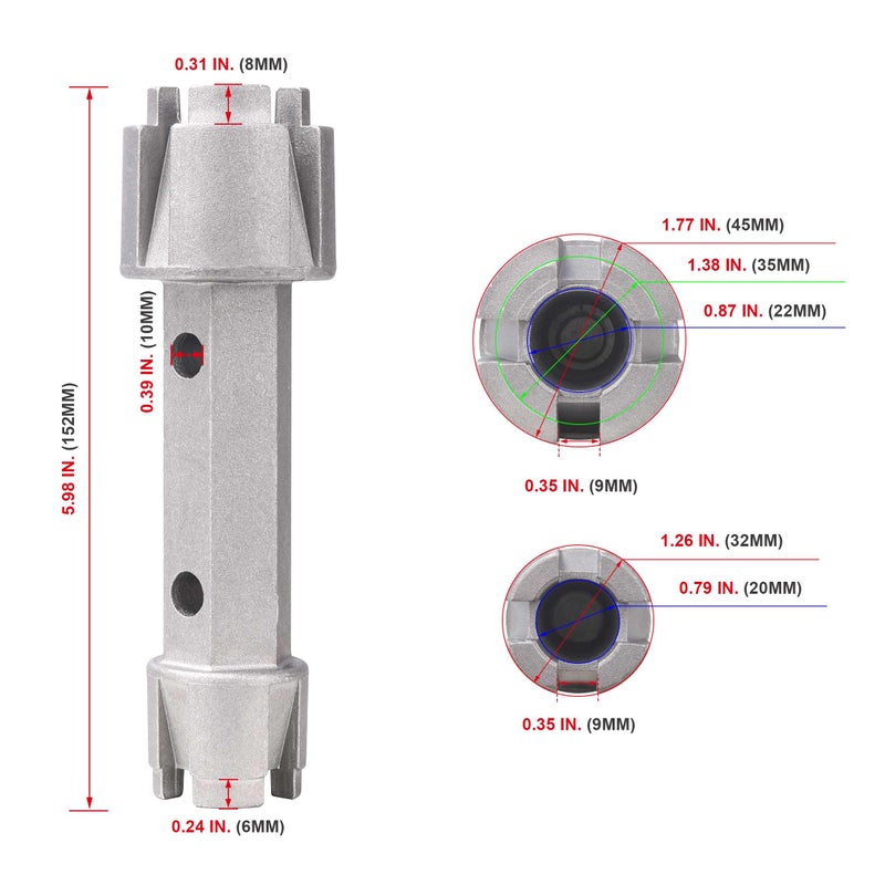 HAUTMEC Tub Drain Remover Wrench Tool Heavy Duty Aluminum Shower Bathtub Drain Removal Tool PL0030 - Image 2